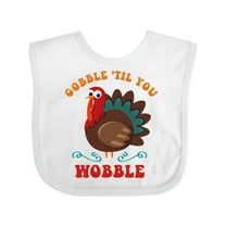Inktastic Gobble Wobble Turkey Boys or Girls Baby Bib