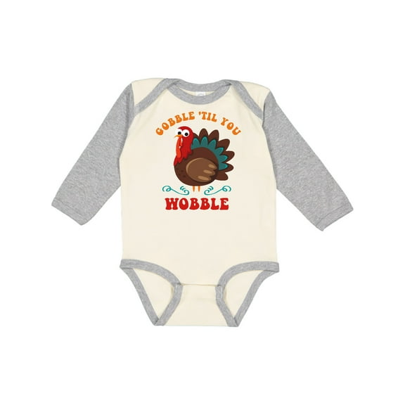 Inktastic Gobble Wobble Turkey Boys or Girls Long Sleeve Baby Bodysuit