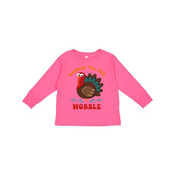 Inktastic Gobble Wobble Turkey Boys or Girls Long Sleeve Toddler T-Shirt