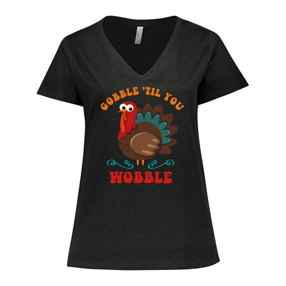 Inktastic Gobble Wobble Turkey Women's Plus Size V-Neck T-Shirt