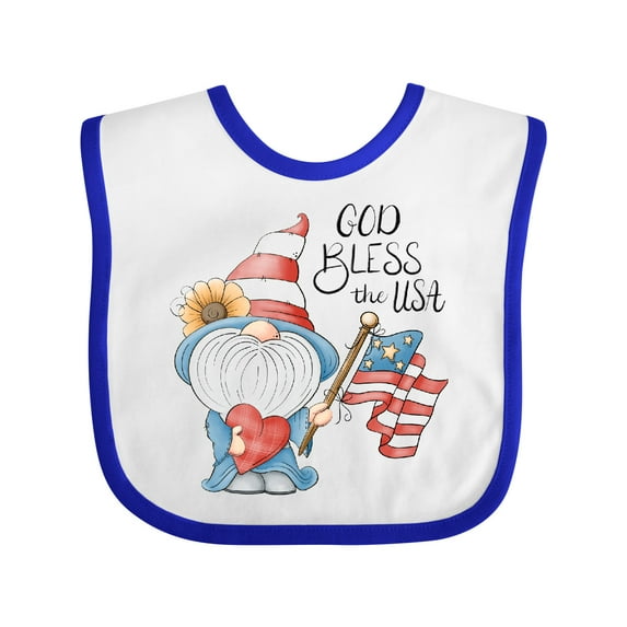 Inktastic God Bless the USA Gnome Boys or Girls Baby Bib