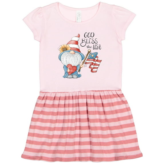Inktastic God Bless the USA Gnome Gift Toddler Girl Dress