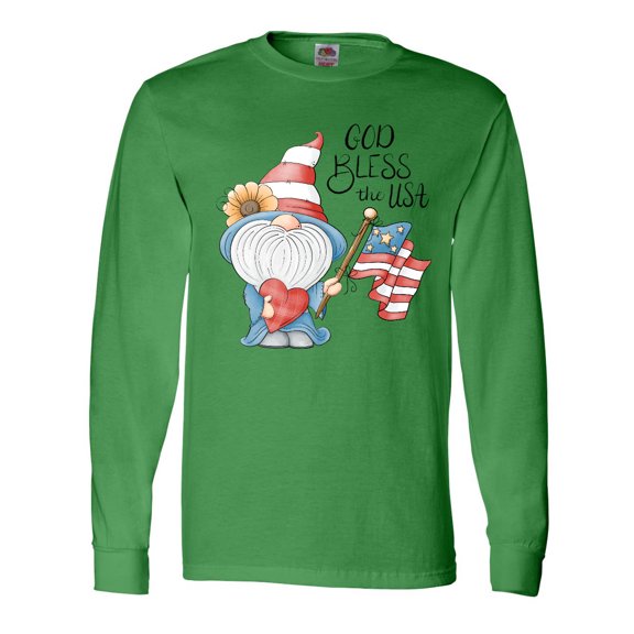 Inktastic God Bless the USA Gnome Long Sleeve T-Shirt