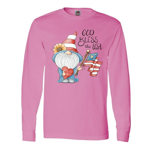 Inktastic God Bless the USA Gnome Long Sleeve T-Shirt