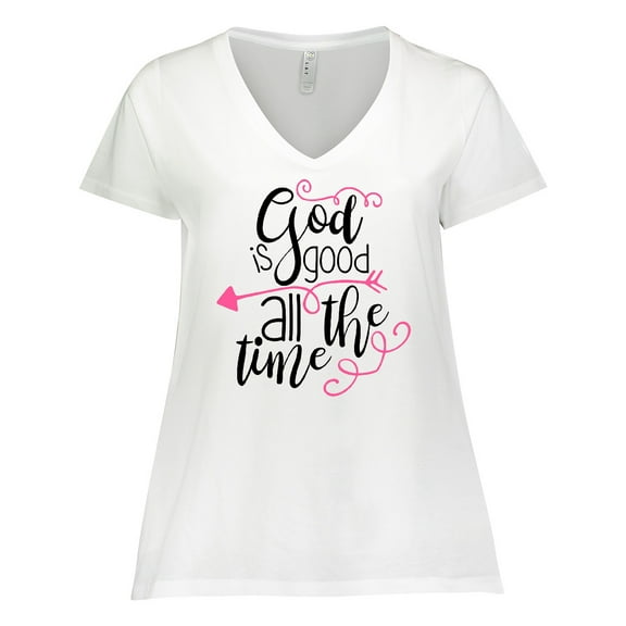 Inktastic God Is Good All The Time Women's Plus Size V-Neck T-Shirt