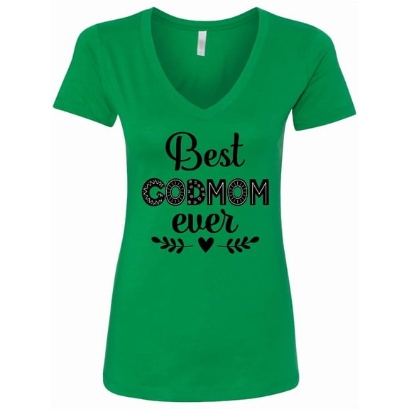 Inktastic Godmother Best Godmom Ever Women's V-Neck T-Shirt