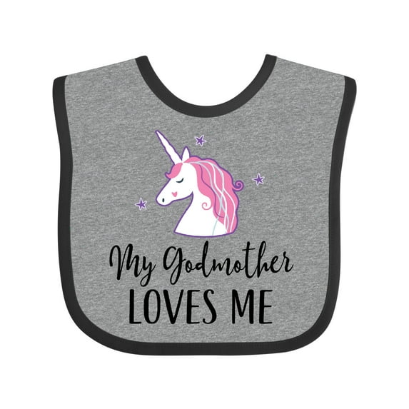 Inktastic Godmother Loves Me Unicorn Girls Girls Baby Bib