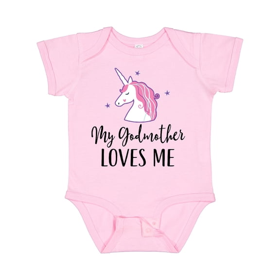 Inktastic Godmother Loves Me Unicorn Girls Girls Baby Bodysuit
