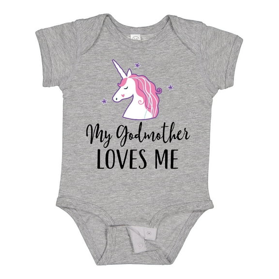Inktastic Godmother Loves Me Unicorn Girls Girls Baby Bodysuit