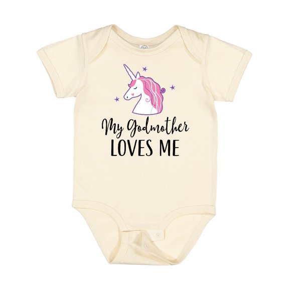 Inktastic Godmother Loves Me Unicorn Girls Girls Baby Bodysuit