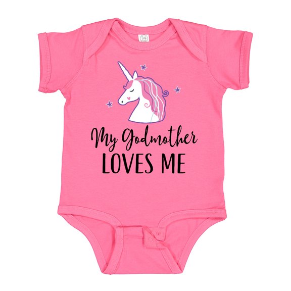 Inktastic Godmother Loves Me Unicorn Girls Girls Baby Bodysuit