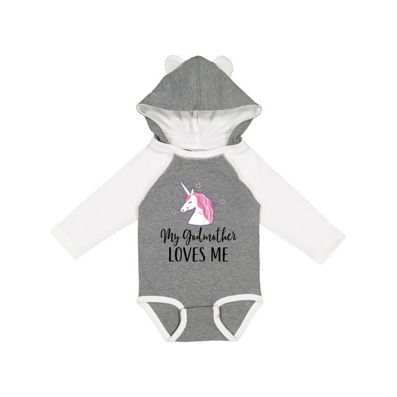 Inktastic Godmother Loves Me Unicorn Girls Girls Long Sleeve Baby Bodysuit