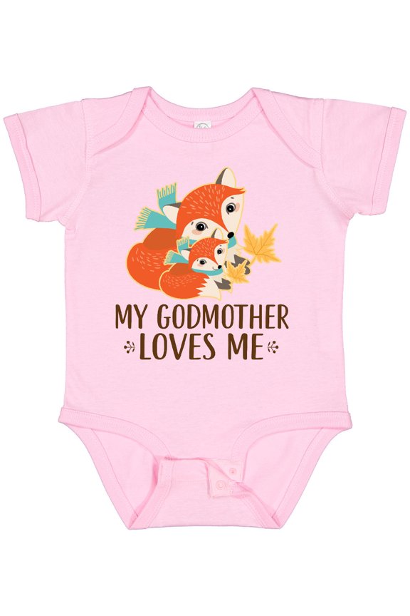 Godmother Loves Me Woodland Fox Boys or Girls Baby Bodysuit