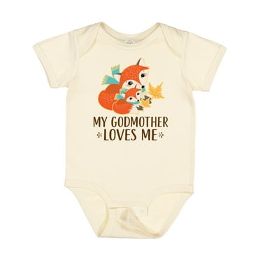 Inktastic Godmother Loves Me Woodland Fox Boys or Girls Baby Bodysuit