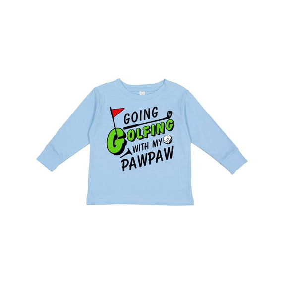 Inktastic Going Golfing with My Pawpaw- Kids Golf Boys or Girls Long Sleeve Toddler T-Shirt