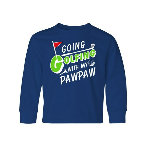 Inktastic Going Golfing with My Pawpaw- Kids Golf Long Sleeve Youth T-Shirt