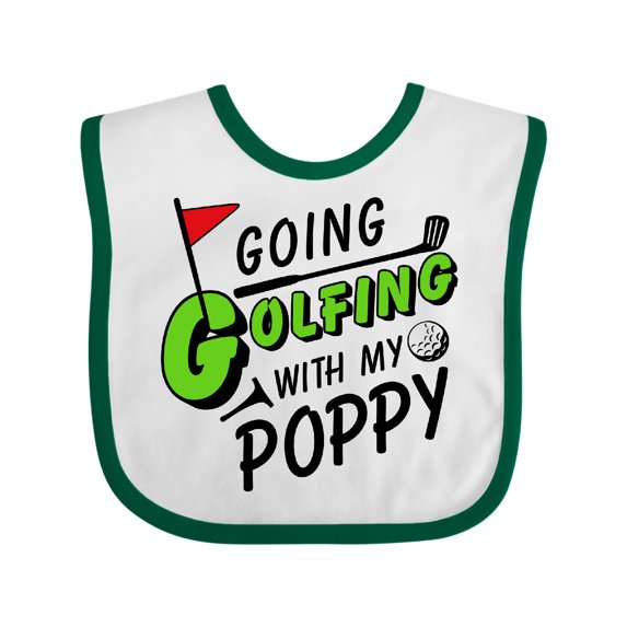 Inktastic Going Golfing with My Poppy- Kids Golf Boys or Girls Baby Bib