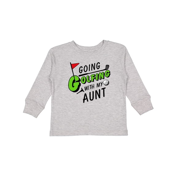 Inktastic Going Golfing with my Aunt- kids golf Boys or Girls Long Sleeve Toddler T-Shirt