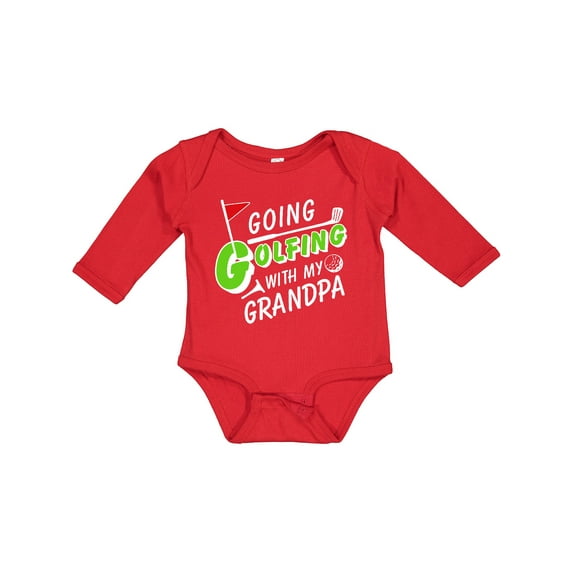 Inktastic Going Golfing with my Grandpa- kids golf Boys or Girls Long Sleeve Baby Bodysuit