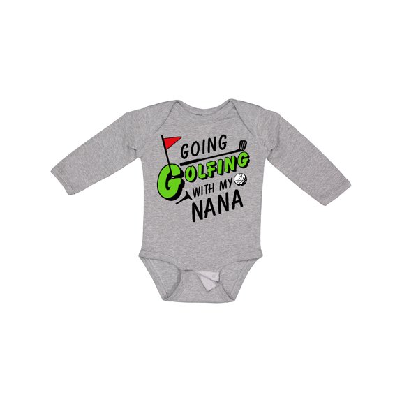 Inktastic Going Golfing with my Nana- kids golf Boys or Girls Long Sleeve Baby Bodysuit