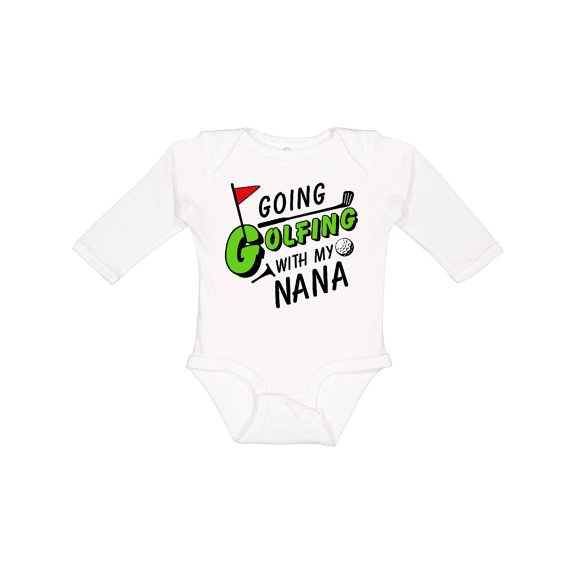Inktastic Going Golfing with my Nana- kids golf Boys or Girls Long Sleeve Baby Bodysuit