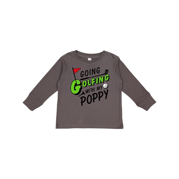 Inktastic Going Golfing with my Poppy- kids golf Boys or Girls Long Sleeve Toddler T-Shirt