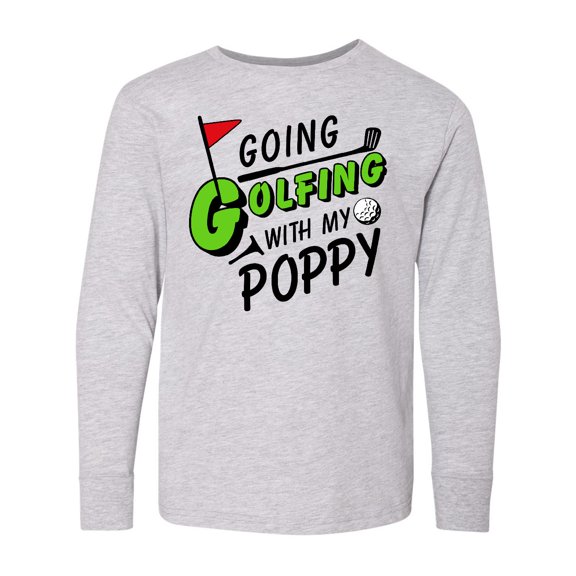 Inktastic Going Golfing with my Poppy- kids golf Long Sleeve Youth T-Shirt