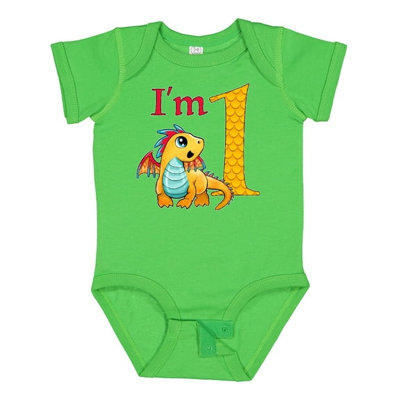Inktastic Gold and Red Baby Dragon First Birthday Boys or Girls Baby Bodysuit