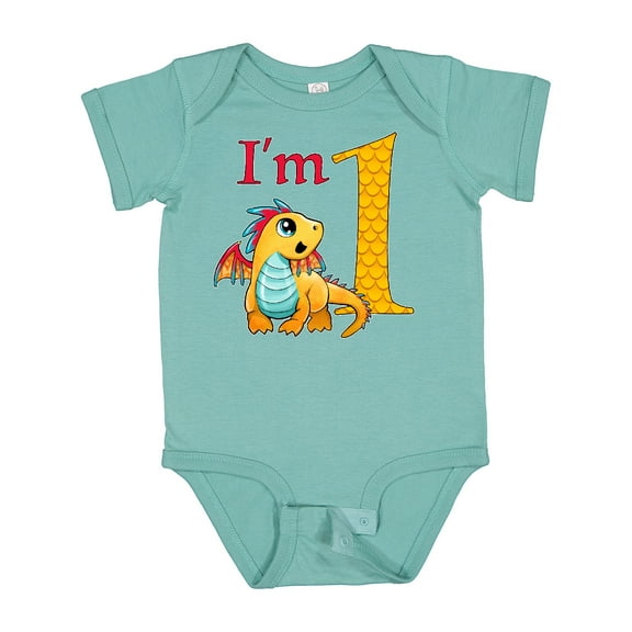 Inktastic Gold and Red Baby Dragon First Birthday Boys or Girls Baby Bodysuit