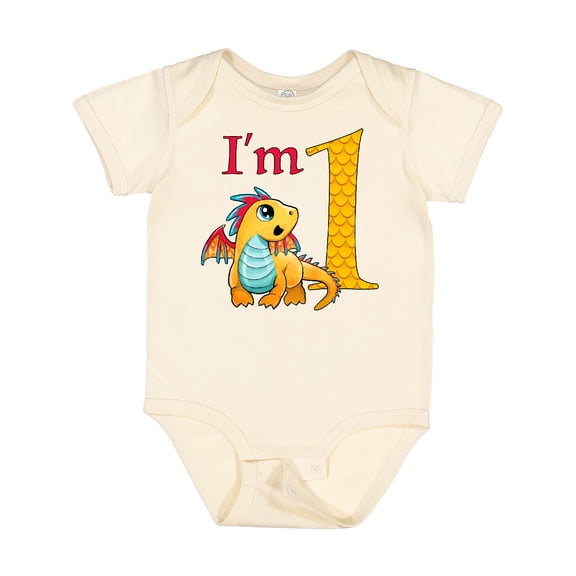 Inktastic Gold and Red Baby Dragon First Birthday Boys or Girls Baby Bodysuit