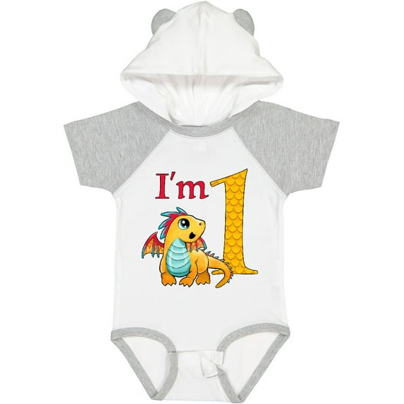 Inktastic Gold and Red Baby Dragon First Birthday Boys or Girls Baby Bodysuit