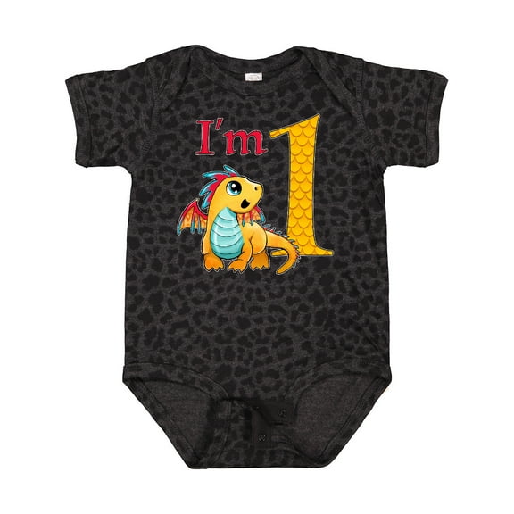 Inktastic Gold and Red Baby Dragon First Birthday Boys or Girls Baby Bodysuit