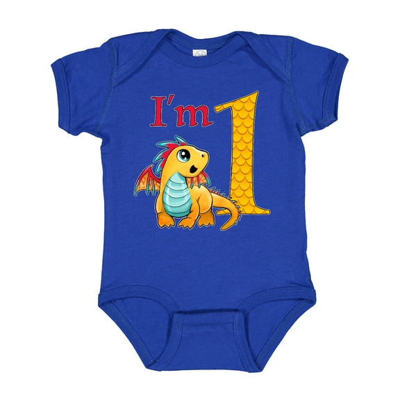 Inktastic Gold and Red Baby Dragon First Birthday Boys or Girls Baby Bodysuit