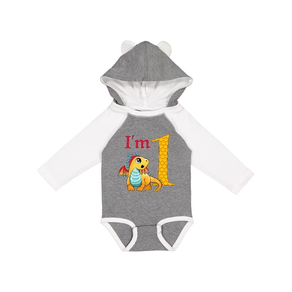 Inktastic Gold and Red Baby Dragon First Birthday Boys or Girls Long Sleeve Baby Bodysuit