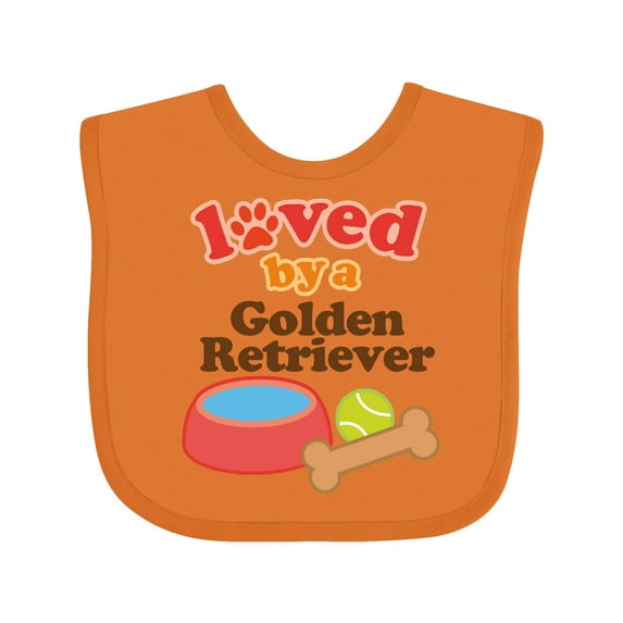 Inktastic Golden Retriever Loved by a Boys or Girls Baby Bib