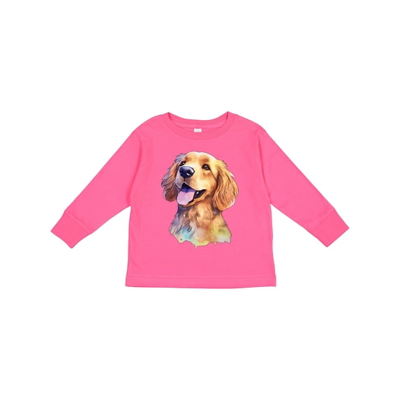 Inktastic Golden Retriever Watercolor Boys or Girls Long Sleeve Toddler T-Shirt