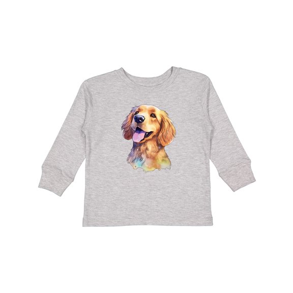 Inktastic Golden Retriever Watercolor Boys or Girls Long Sleeve Toddler T-Shirt