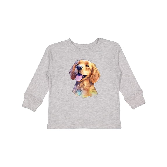 Inktastic Golden Retriever Watercolor Boys or Girls Long Sleeve Toddler T-Shirt
