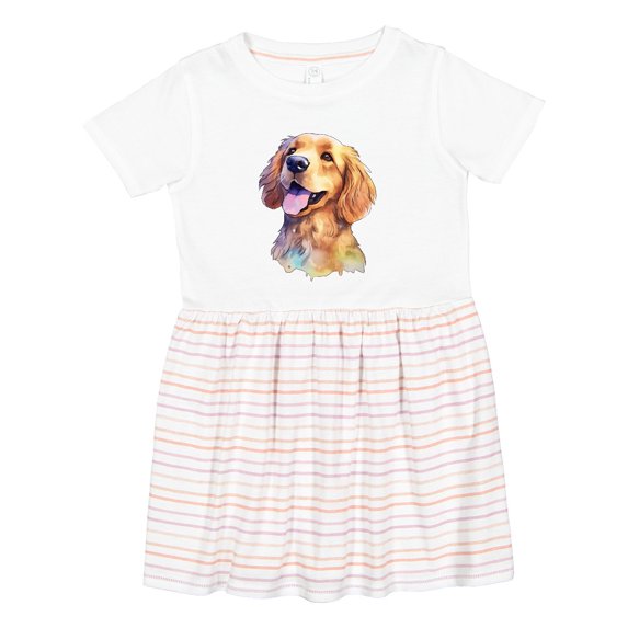 Inktastic Golden Retriever Watercolor Girls Toddler Dress