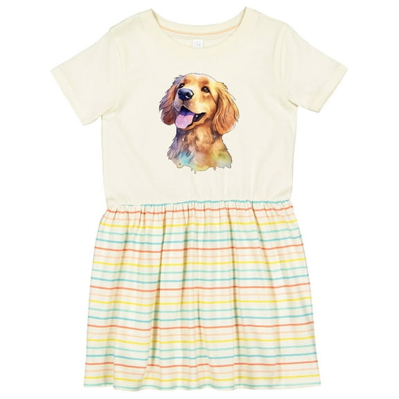 Inktastic Golden Retriever Watercolor Girls Toddler Dress