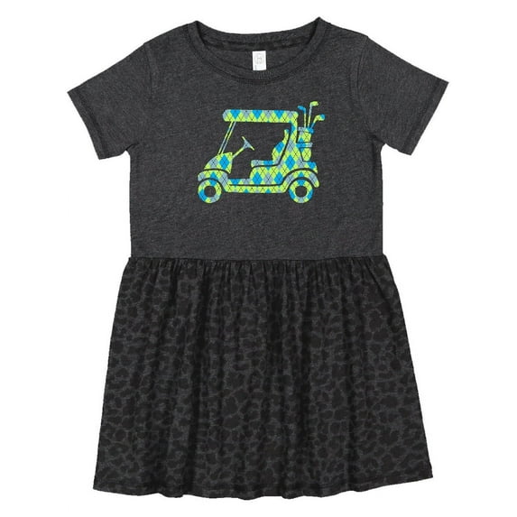 Inktastic Golf Cart with Argyle Pattern Girls Toddler Dress