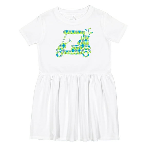 Inktastic Golf Cart with Argyle Pattern Girls Toddler Dress
