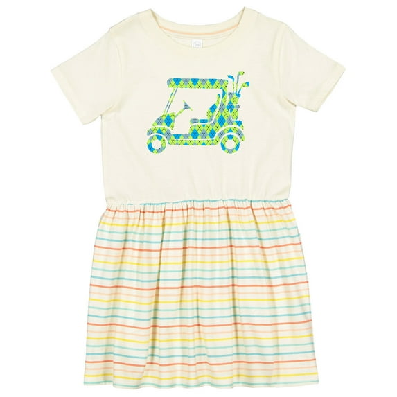 Inktastic Golf Cart with Argyle Pattern Girls Toddler Dress