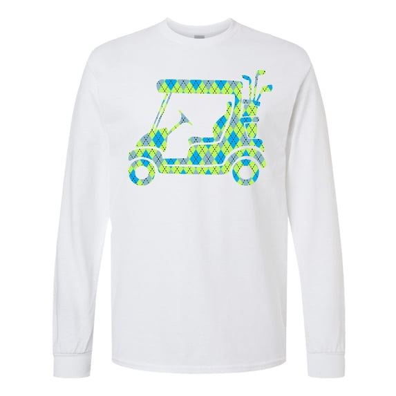 Inktastic Golf Cart with Argyle Pattern Long Sleeve T-Shirt
