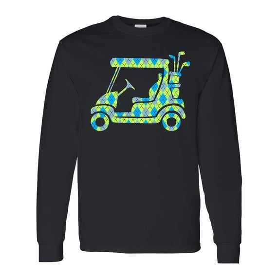 Inktastic Golf Cart with Argyle Pattern Long Sleeve T-Shirt