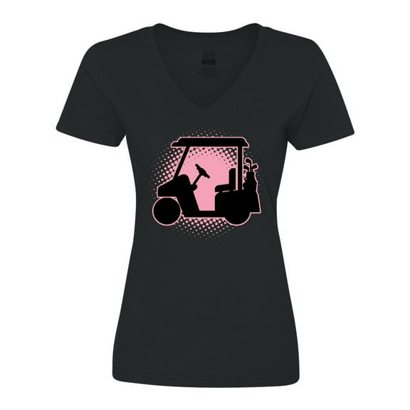 Inktastic Golfing Girls Golf Cart Women's V-Neck T-Shirt