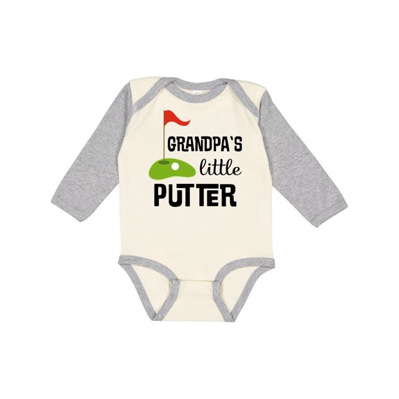 Inktastic Golfing Grandpa Little Putter Boys or Girls Long Sleeve Baby Bodysuit
