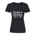 thumbnail image 1 of Inktastic Gone Camping Women's V-Neck T-Shirt, 1 of 5