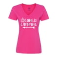 thumbnail image 1 of Inktastic Gone Camping Women's V-Neck T-Shirt, 1 of 5