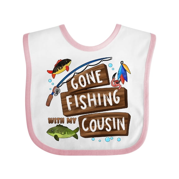 Inktastic Gone Fishing with My Cousin Boys or Girls Baby Bib